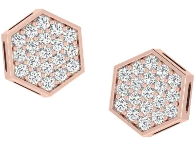 Solitaire Women Stud Earring 3dm STL OBJ FBX Render Details 3D print model buy