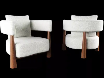 Pair of  bean shaped armchairs Low-poly 3D model