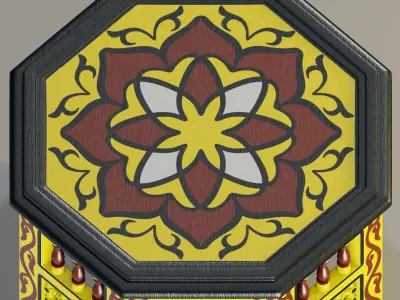 Moroccan octagonal side table 03 3D model