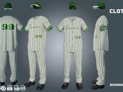 baseball jersey 1 - clothyfic outfit Low-poly 3D model