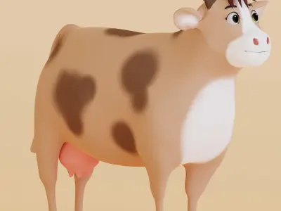 3D CARTOON COW MODEL Farm-animals Low-poly 3D model