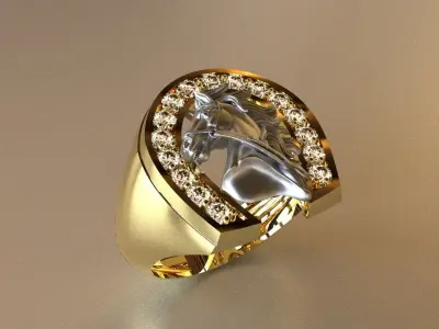 ANILLO HERRADURA CABALLO-HORSE RING-HORSESHOE-ANH-HORSE-01  3D print model