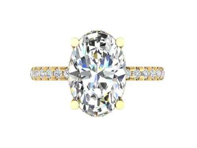 Oval diamond solitare with under halo 3D print model