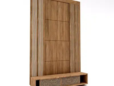 modern tv unit and wall decor Low-poly 3D model