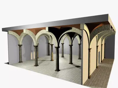 Vaulting 1-5    Romanic   750cm spaced   with thick arches Low-poly 3D model