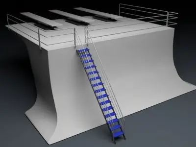 3 Meter 10 Feet Triple Springboard Diving Platform 3D model