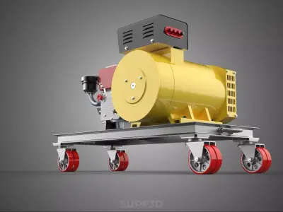 WHEELED ENGINE DIESEL POWER GENERATOR SET GENSET DYNAMO MOTOR AC 3D model