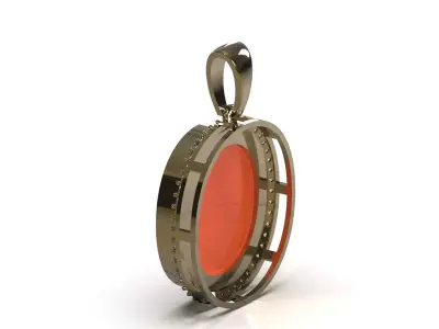 Circular Medallion Pendant with Diamond Halo jp0392 3D print model