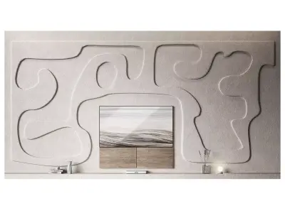 Tv wall kit Modern minimal Wavy shape composition 3D model