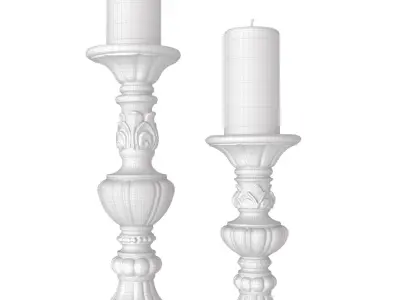 Bronze Rustic Patinated Antique Candlestick in Classic Style 3D model