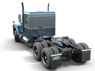 American generic semitruck Low-poly 3D model