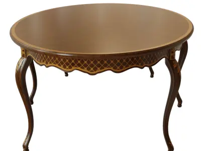 Classic table with inlaid veneer 3000 3D model