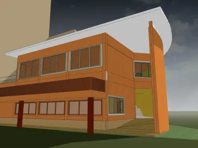 Office with wall facade 3D model