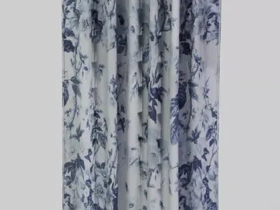 Garden Floral Blackout Curtain 3D model