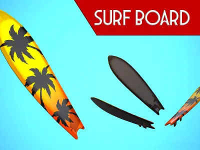 SURF BOARD 02 CARTOON STYLIZED Low-poly 3D model