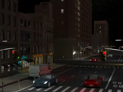 Realistic Street 3d model city at night 3D model