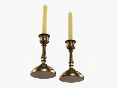 Candlestick with candles pair 3D model