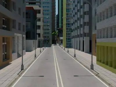 City Downtown Skyscraper Street 01 Low-poly 3D model