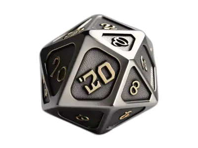Luxury Metallic D20 Dice Game Asset Low-poly 3D model