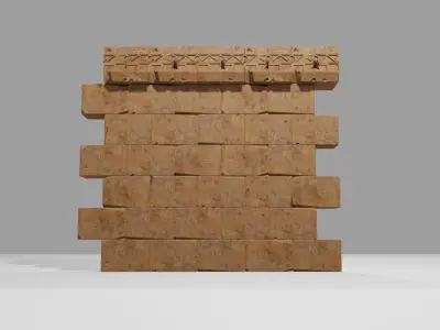 Ancient Temple Wall Modular Low-poly 3D model