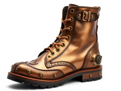 Steampunk Leather Boot Model Pack Low-poly 3D model