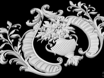 Central decor ornament for furniture 3D model 939