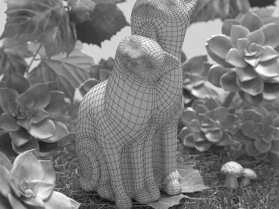 Happy couple cats Low-poly 3D model