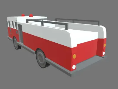 Low Poly Fire Truck 01 Low-poly 3D model