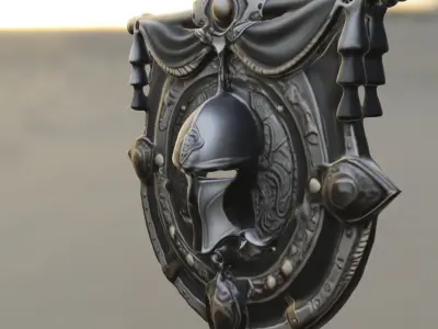 Medieval Warrior Wall Emblem Low-poly 3D model