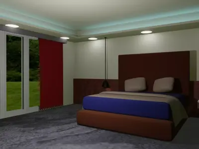 Modern Bedroom  Low-poly 3D model