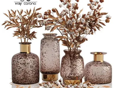  Set bouquets Bronze 3D model