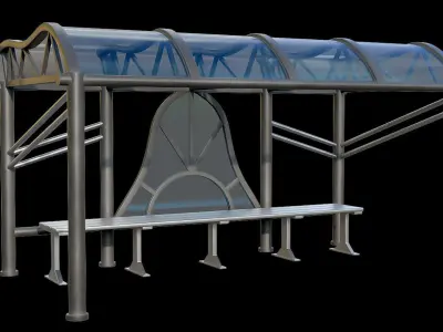 Game Ready Bus Stop 3 Low-poly 3D model