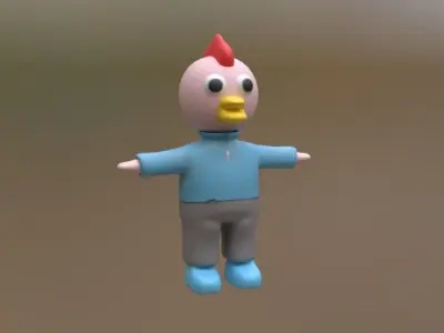 Cartoon Chicken Q edition cute doll design cartoon character 3D model