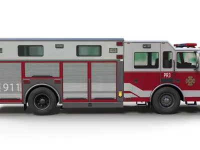 Resque Fire Truck Low-poly 3D model