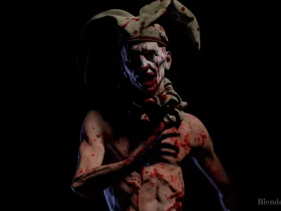 Scary Clown for horror games Low-poly 3D model
