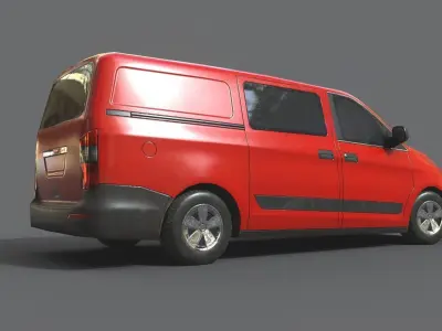 Generic Minivan Red Low-poly 3D model