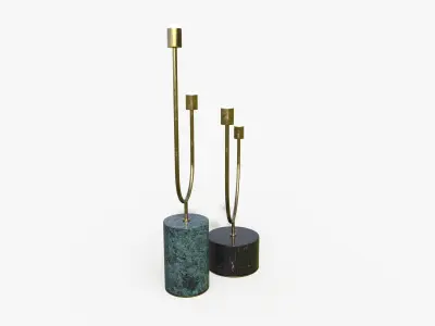 Candle Holder Gold Set Low-poly 3D model