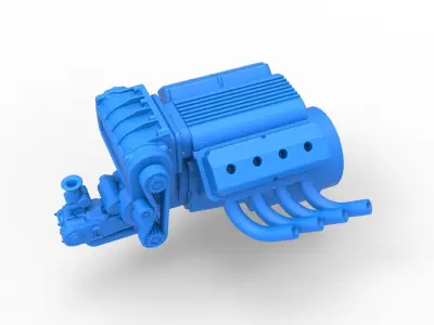 Engine V8 for vintage dragster V2 Scale 1 to 25 3D print model