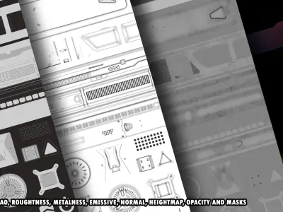 Sci-fi Trimsheet and Decals Texture