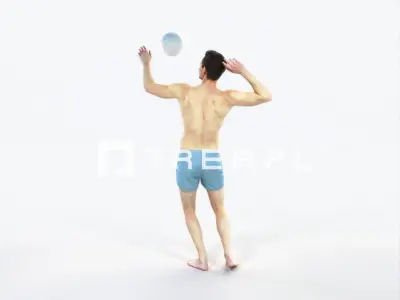 Virtue 04F Beach Serving Sports Man Low-poly 3D model