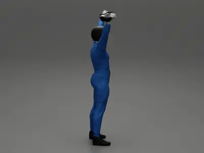 winning racing driver Celebrates his victory holding glasses 3D print model