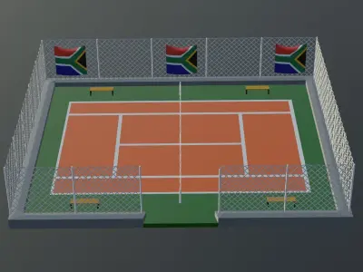 Tennis Court - South Africa Low-poly 3D model
