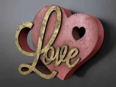 Vintage Valentines Day Decor 1 Low-poly 3D model