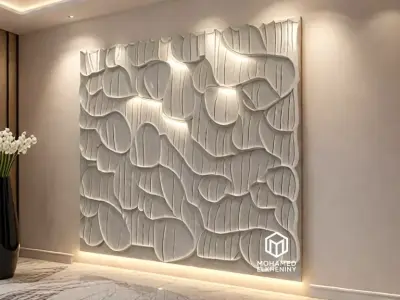 modern panel wall decor set wall relief mural CNC 78 3D model