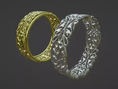Rings with a pattern 3D print model