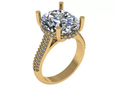 Oval shaped Ring with under Halo and pave setting on the shank 3D print model