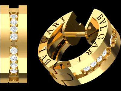 Luxury BVLGARI-Inspired Hoop Earrings 3D Model 3D print model