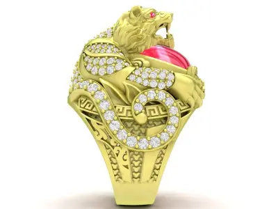 Luxury Lion Head Men Ring 3D Model 3788 3D print model