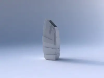 Vase bent rectangle with sharp ribbons 3D print model