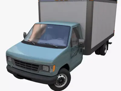 Industrial van box truck Low-poly 3D model